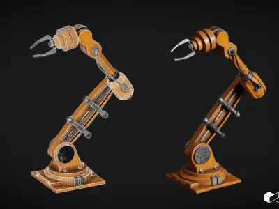 Robotic Machine Arm Low-poly 3D model