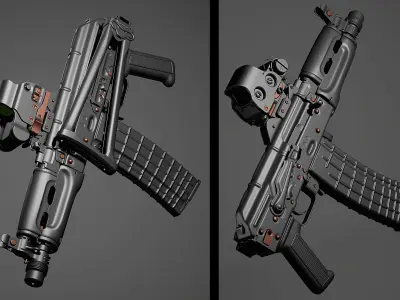 AKS-74U Highpoly Decimated Model 3D model