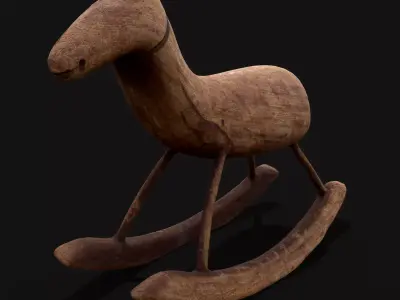 Rustic Medieval Rocking Horse Low-poly 3D model