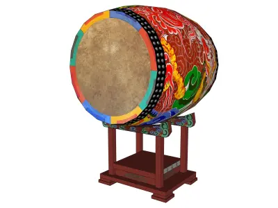 Asian style drum 01 3D model