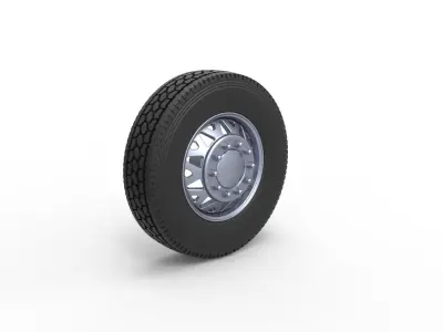 Front custom wheel of semi truck Scale 1 to 25 3D print model