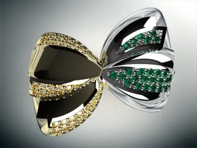woman diamond ring 2 part  R00099 3D print model