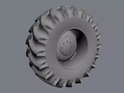 Low poly tractor wheel with uvw mapping game asset Low-poly 3D model