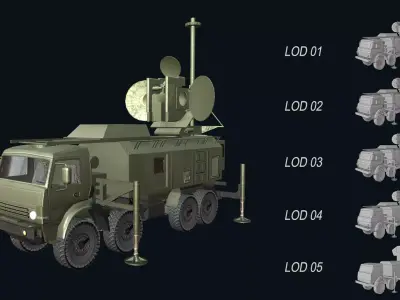 Asset - Army - Krasukha 4 EW System - 01 3D Model Realistic Low-poly 3D model