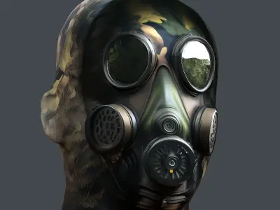 Gas mask helmet 3d model military combat Low-poly Low-poly 3D model 6