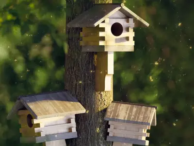Wood birdhouse Free 3D model