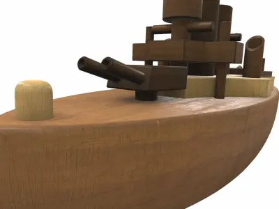 Wooden ship toy 1 Free 3D model