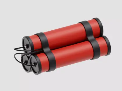 Time bomb wired with TNT cartoon Low-poly 3D model