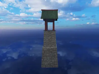 Ancient Japanese  Tower Low-poly 3D model