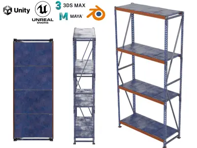 Industrial shelf Low-poly 3D model get