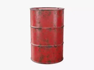 Steel Barrel - Red - Rusted 3D model