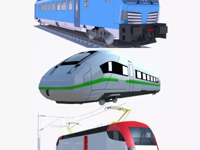 Siemens locomotive and driving coaches 3D Model Pack