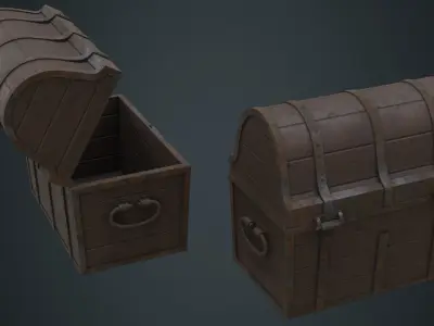Wooden Chest 1C Low-poly 3D model