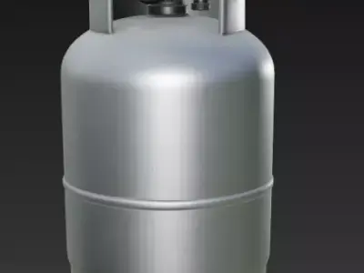 Propane Gas Cylinder with Regulator and Gauge PBR 3D Model 3D model