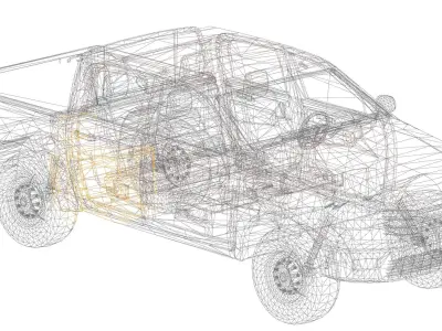 Pickup Truck - Rigged and BP Controllable Low-poly 3D model