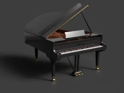  Chinese black grand piano  Low-poly 3D model