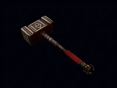 Dwarf hammer Low-poly 3D model
