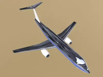 Fictional Twin Engine T-Tail Jetliner 7N7-200 Inspired 3D model