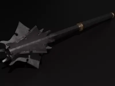 Medieval mace Low-poly 3D model 2