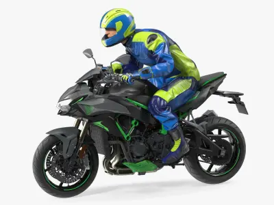 Motorcycle Racer with Sport Motorbike 3D model