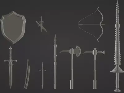 Medieval weapon collection Low poly Low-poly 3D model