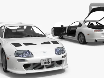 Toyota Supra 3000GT TRD Vented Hood Edition White Rigged for Cinema 4D  purchase 3D model