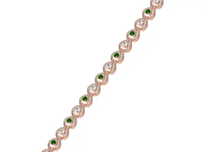 Antique Designer Green Diamond Tennis Bracelet 3D print model