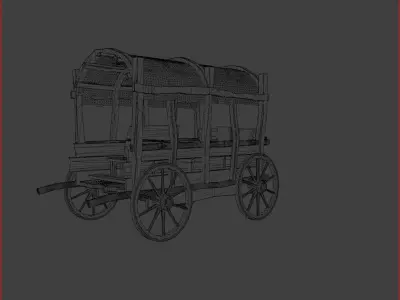  Old Wooden Cart 3D Model 3D model