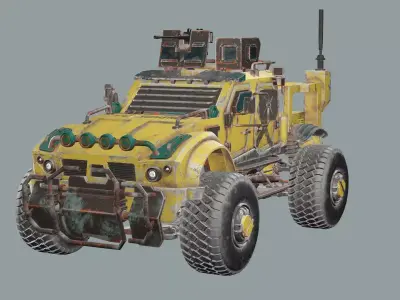 Post-Apocalypse Buggy Car MX-1 With Gun holder 3D Model Low-poly 3D model