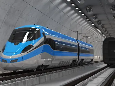 Tunnel Cross Section with Train 3D model