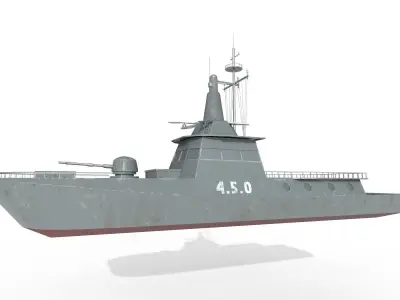  MILITARY ROCKET BOAT with PBR Material  Low poly Game ready Low-poly 3D model