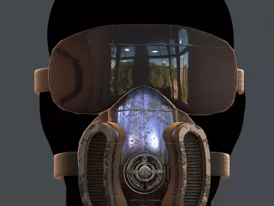 Gas mask helmet 3d model scifi Low-poly  Low-poly 3D model 21
