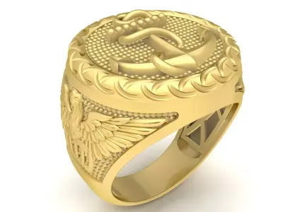 Anchor and Eagle Signet Ring 3D Model for Jewelry 3691 3D print model
