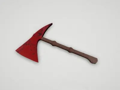 Game asset Fiery Red Spotted Battle Axe 3D model