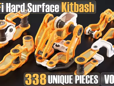 Sci-Fi Hard Surface Kitbash 338 PIECES APack Vol01 Low-poly 3D model