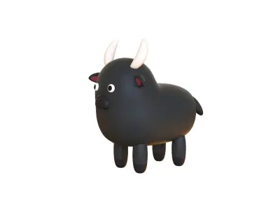 Low-Poly Buffalo Animated - Fun World Animal Low-poly 3D model