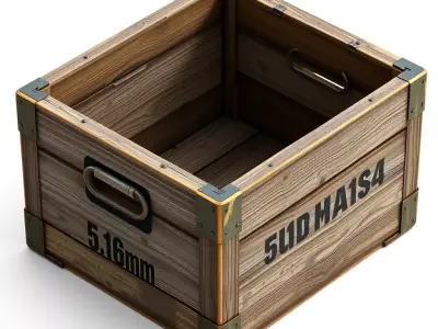 Detailed Wooden Ammunition Crate Low-poly 3D model