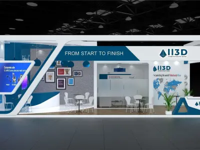 Exhibition Stand Stall Two Side Open 11X5 3D model