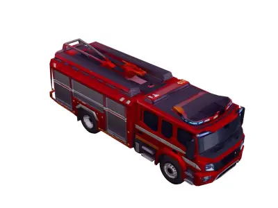 Low Poly Modern Fire Truck Vehicle Model PBR Texture Low-poly 3D model