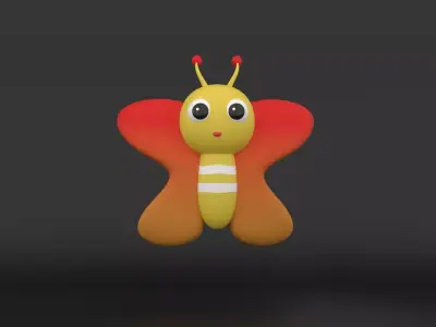 Stylized 3D Cartoon Butterfly Low-poly 3D model