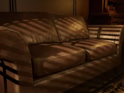 Leather couch  Low-poly 3D model