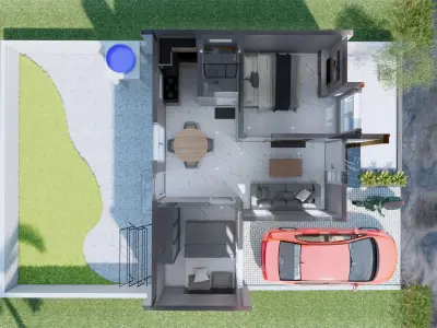 One floor Minimalist Modern House Design  3D model purchase