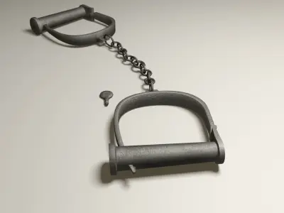 Pirate handcuffs with chain Low-poly 3D model