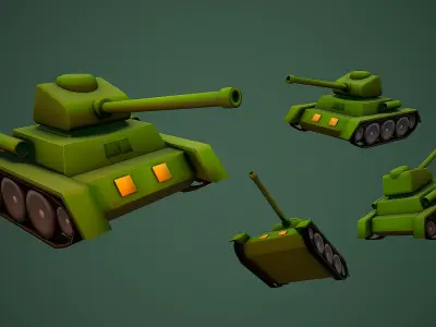 TANK CARTOON STYLIZED WAR TOY  Low-poly 3D model