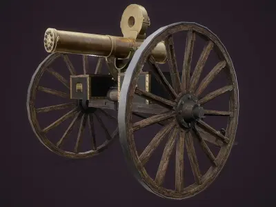 Gutling Gun Colt 1883 Low-poly 3D model