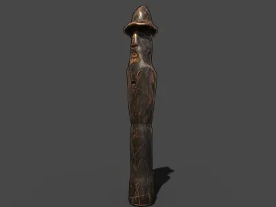 Next Gen AAA Slavic Wooden Medieval Settlement Totem Statue Low-poly 3D model