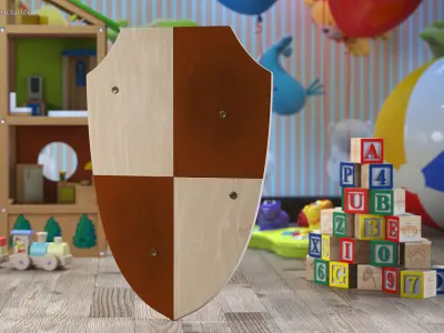 Toy Wooden Shield 3D model