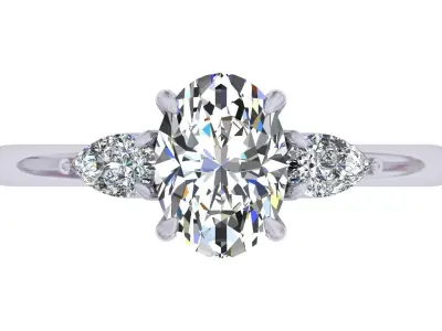 Oval And Pear Stone Engagement Ring 3D print model purchase
