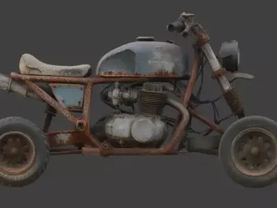 Rusty Vintage Go Kart 3D Model v02 Low-poly 3D model