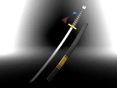 Katana samurai sword Low-poly 3D model